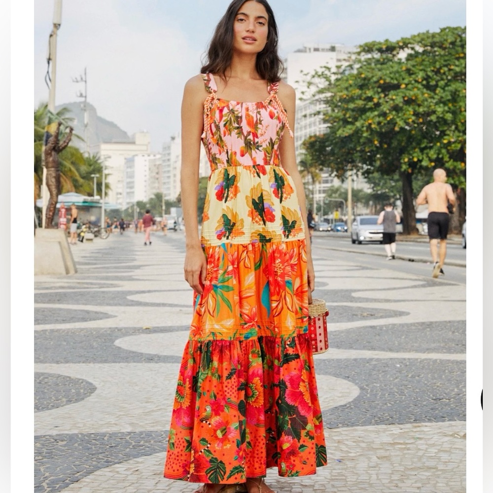 XXS Farm Rio Mixed Warm Prints maxi dress